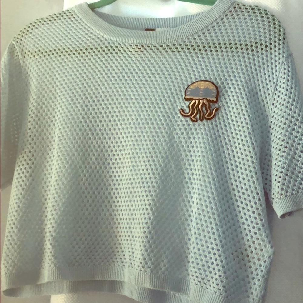 H&M  blue mesh crop top